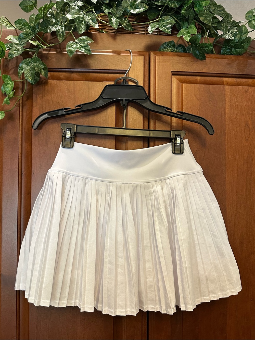 White Pleated Tennis Skort with Wide Waistband